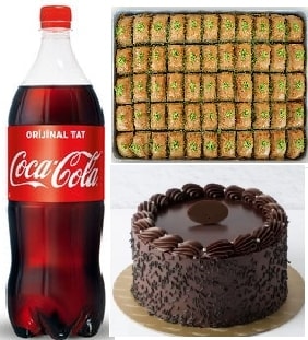 Aile Boyu Tatlı Keyfi Pasta Baklava ve 1 Litre Cola Paketi Ordu pasta
