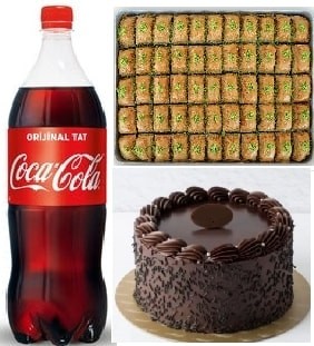 Aile Boyu Tatlı Keyfi Pasta Baklava ve 1 Litre Cola Paketi Ordu pasta