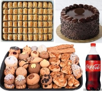 Full Tatlı Paketi: Çikolatalı Yaş Pasta Baklava Kuru Pasta ve Kola Ordu pasta